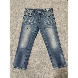 Miss Me Boyfriend Distressed Jeans Women's Size 27 Blue Medium Wash Denim